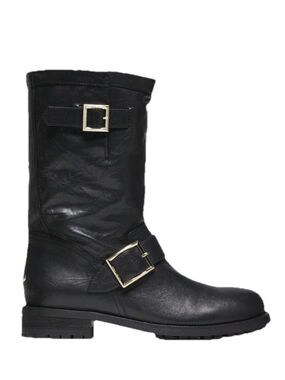 Jimmy Choo size 9.5 Moto Biker Black Leather Boots